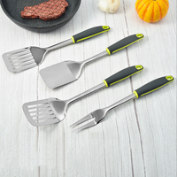 Ensemble d'ustensiles en acier inoxydable 304 à poignée souple 2025, style épuré, logo personnalisé pour la cuisine domestique, compatible lave-vaisselle