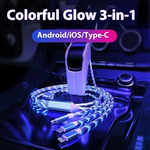 Cao-Tốc Độ 3-Trong-1 Điện Thoại PVC Sạc Với Phát Sáng Chảy Ánh Sáng Xu Hướng Nhanh Chóng Sạc <span class=keywords><strong>USB</strong></span> Cáp Dữ Liệu - Product Image 2