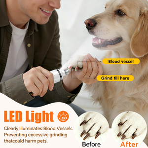 New Portable Low Noise 2 Speed with LED Light for Dog and Cat USB Rechargeable Digital Electric Pet Nail <b>Grinder</b> - Product Image 2