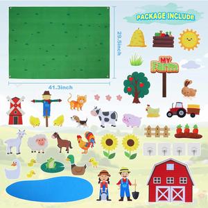 Montessori Storytelling Eco-friendly Felt Flannel Board <b>Set</b> 40Pcs <b>Farm</b> Animals Preschool Toddler Interactive Play Kit - Product Image 4
