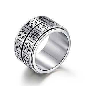 Double <b>Ring</b> Rotating Titanium Steel <b>Ring</b> For <b>Men</b> Geometric Number Pattern Casual Jewelry - Product Image 5
