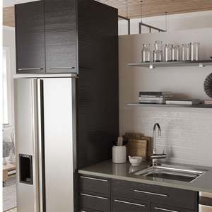 SANTOPOVA Modern Modular Kitchen Cabinet <b>Set</b> with Matte <b>Black</b> Wood Grain Finish - Product Image 3