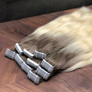 Extensions de <span class=keywords><strong>Cheveux</strong></span> Humains à Bandes Adhésives, Invisible, <span class=keywords><strong>Cheveux</strong></span> Russes, Nouées à la Main, Cuticules Alignées, Sans Couture, Vente en Gros - Product Image 2