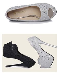 Fashion Sequins Trendy Sexy Nightclub <b>Fish</b> Mouth High Heel Waterproof Platform Shallow Mouth Women's Single Shoes Elegant <b>Pumps</b> - Product Image 6