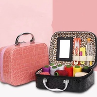 Valise pratique Kit de couture ménager bricolage boîte de rangement ensemble bricolage tricot broderie aide accessoires boîte à coudre multifonctionnelle