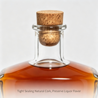 Bouteille à liqueur en verre super clair à facettes avec bouchon en liège pour la production en vrac de projets de distillerie haut de gamme