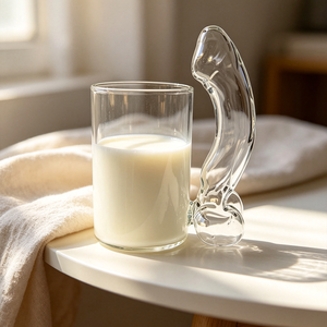 Gobelet en verre transparent personnalisé avec poignée artistique, vaisselle décorative créative, tasse pour la maison, la salle à manger, le bar, la fête - Product Image 2