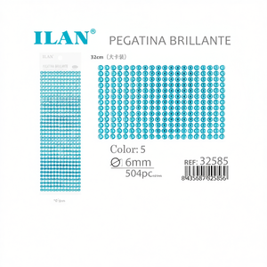 Ilan Adesivi Brillanti 6mm 504pz Blu con Strass, Cartoncino Grande - Product Image 2