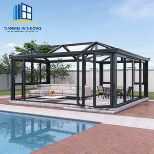 Veranda con Tetto in Vetro Temperato Senza Taglio Termico - Soluzioni di Lusso Personalizzate per Ville Moderne con Installazione Rapida per Climi Caldi - Product Image 1