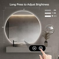 CF taille personnalisée bain demi-lune rond miroirs de maquillage Anti-buée 3 couleurs réglable décor salle de bain mur intelligent miroir LED
