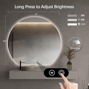 CF taille personnalisée <span class=keywords><strong>bain</strong></span> demi-lune <span class=keywords><strong>rond</strong></span> miroirs <span class=keywords><strong>de</strong></span> maquillage Anti-buée 3 couleurs réglable décor <span class=keywords><strong>salle</strong></span> <span class=keywords><strong>de</strong></span> <span class=keywords><strong>bain</strong></span> mur intelligent <span class=keywords><strong>miroir</strong></span> LED - Product Image 3