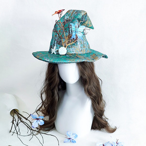 Sombrero de Bruja Mariposa Luling Yaoyao, Talla Única, Verde, Accesorio de Cosplay Mágico, Sombrero para Fiesta de Halloween, Estilo Retro Europeo Americano - Product Image 3