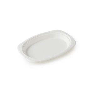Contenedores Desechables Biodegradables Ovalados Blancos de Hoja de Palma de 9''/10''/12'' para Comida, Tacos y Llevar, Soportes de Caña de Azúcar - Product Image 1