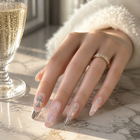 Ongles magnétiques scintillants effet œil de chat, faits main, réutilisables, design croix argentée 3D, ongles de luxe pour la vente en gros