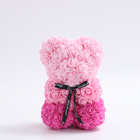 Ours en roses personnalisé de 25 cm avec ruban, ours en peluche pour la fête des mères, cadeaux, ours en roses pour mariage, décoration de la Saint-Valentin