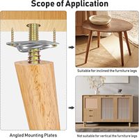 Support de fixation d'angle en métal robuste M8 pour pieds de canapé/chaise/table – Installation facile pour salon, chambre, bureau à domicile