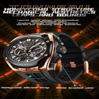 Montre mécanique automatique de luxe OPULENCE avec tourbillon, analogique, verre minéral, boîtier en acier inoxydable, haute qualité, résistante à l'eau