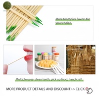 Cure-dents en bambou Moso aromatisés avec logo personnalisé de 6,5 cm, mini-bâtonnets jetables, vente en gros d'usine chinoise, haute qualité, faible MOQ