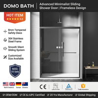 Porte de douche coulissante en verre trempé de 8 à 12 mm, taille personnalisée, quincaillerie en aluminium et acier inoxydable, cabine de douche pour salle de bain