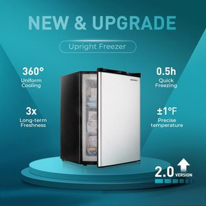 EUHOMY Compact Mini Freezer 3.0 Cubic Feet Stainless Steel Door Single Door <b>Small</b> Freezer - Product Image 2