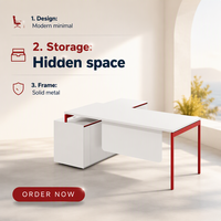 Scrivania Direzionale Moderna in MDF Bianco, Tavolo da Ufficio a L Resistente, Scrivania Estensibile e Set Sedia Ergonomica con Armadietto