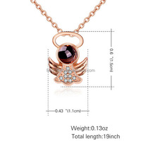 Collar de piedra natal de Ángel chapado en oro de 18K para niñas, niños, mujeres, Zirconia cúbica, Ala de Ángel, piedra natal, colgante de corazón, colgante de boda