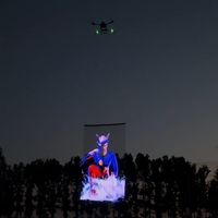 Écran LED en maille monté sur drone jusqu'à 5x10m, panneau publicitaire aérien ultra léger pour la publicité volante à grande échelle en extérieur, affichage LED