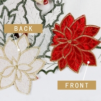 OWENIE Poinsettia rouge avec appliques fleur de velours fleur de noël court salle à manger broderie chemin de table ensemble
