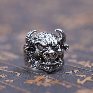 Anillo de Hombre de Aleación Estilo Punk Hip Hop Retro <span class=keywords><strong>Tauren</strong></span> Europeo Americano, Plateado, Ajustable, Diseño Abierto - Product Image 3