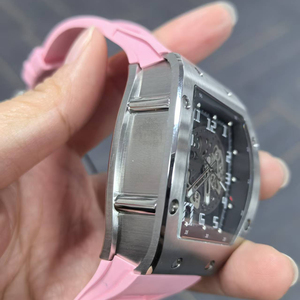 Montre mécanique automatique squelette tonneau pour <span class=keywords><strong>homme</strong></span>, bracelet en silicone rose, montre-bracelet de sport de luxe, montre étanche en gros - Product Image 5