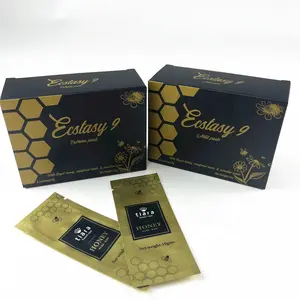Customized Gold Paper Box For Back Seal Plastic Moisture Proof Bee Honey Bags Printed Mini Plastic Packet Royal Honey Sachet
