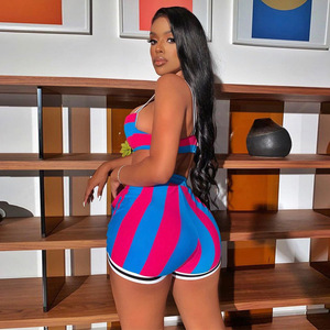 Sexy Beach Wear Swimwear Sports <strong>Women</strong> High Waist <strong>Bikini</strong> Dos Colores Swimsuit <strong>With</strong> <strong>Shorts</strong> - Product Image 2
