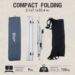 Tavolo da Campeggio Portatile Leggero Pieghevole Moderno per Esterni con Gambe Regolabili in Alluminio Design Quadrato con Borsa per il Trasporto da Spiaggia - Product Image 6