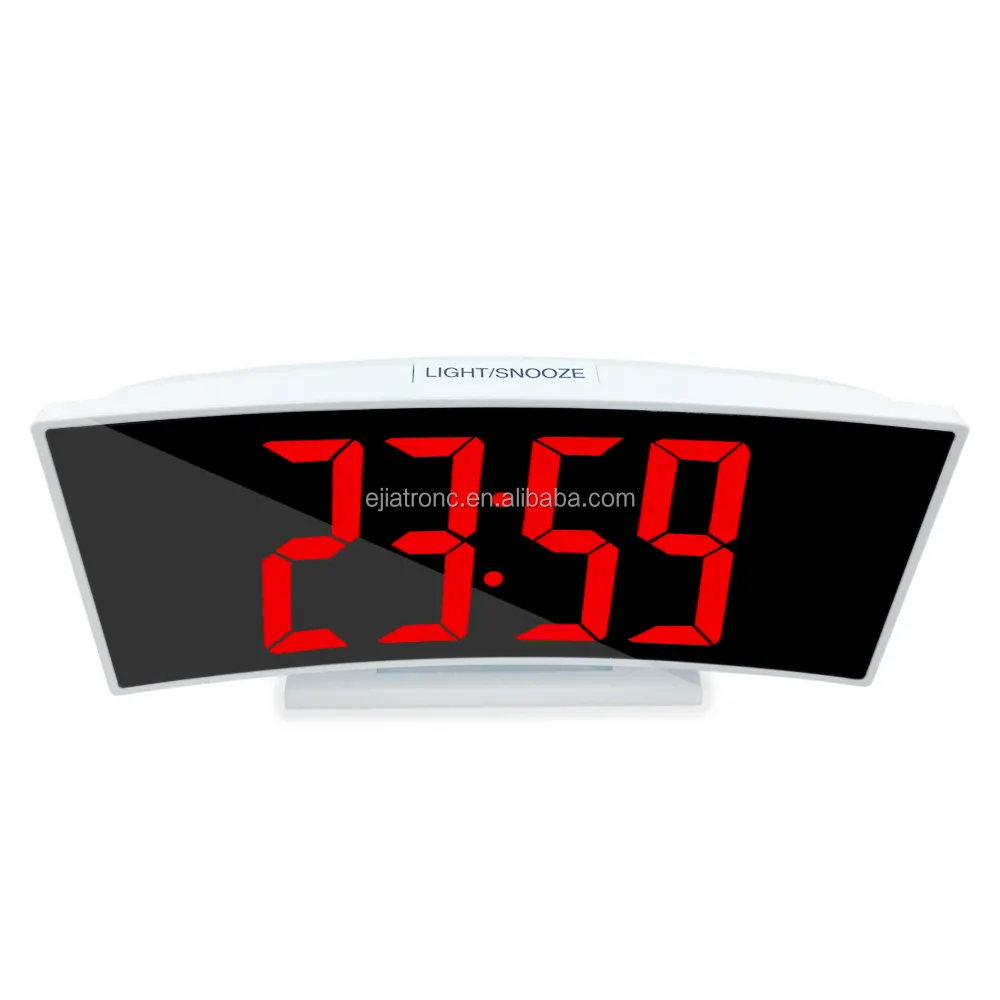 明るさ調整デスククロックLED卓上デジタル目覚まし時計、日付、温度、時間付き