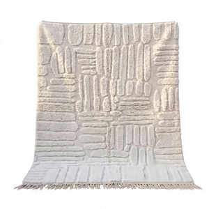 Tapis faits main en laine de Nouvelle-Zélande, design géométrique moderne, style berbère marocain, pour salon, prix abordable, fabriqués en Inde - Product Image 1