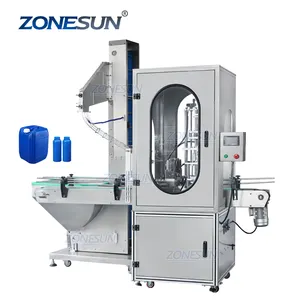 ZONESUN ZS-XG441F Jerry Può F-stile Gallon Bottiglia Twist Off Tappo A Vite Singola Testa di Tappatura Macchina di Grandi Vasi Con protezione di Alimentazione