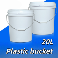 Seau rond en plastique de 20 L avec poignée et couvercle en PP blanc, seau étanche pour peinture, colle, produits chimiques, conteneur en plastique