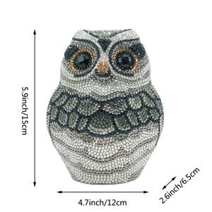 กระเป๋าคลัทช์คริสตัลรูปนกฮูก 3 มิติ ประดับลูกปัดและเพชรเทียม สำหรับงานกลางคืน พร้อมสายสะพายโซ่ ระยิบระยับ เหมาะสำหรับออกงานกลางคืน - Product Image 2