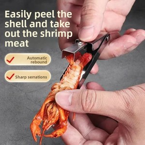 Éplucheur de <span class=keywords><strong>crevettes</strong></span> automatique en acier inoxydable à rebond rapide, dentelé et tranchant, pour la cuisine et la préparation de la viande de <span class=keywords><strong>crevettes</strong></span> et d'écrevisses - Product Image 1