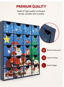 Custom Blue 20 Days Advent <b>Calendar</b> Box with Drawers Rigid Cardboard Santa Puzzle Blind Box Mystery Packaging for Wholesale - Product Image 3