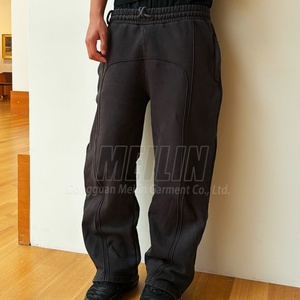 Pantalon de jogging en molleton bouclette personnalisé, coton de haute qualité, gris, coupe ample, oversize, pour homme - Product Image 2