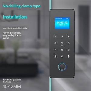 Serrure intelligente à empreinte digitale sans perçage pour porte vitrée, avec application, pour portes simples/doubles - Cadre de contrôle d'accès - Product Image 2