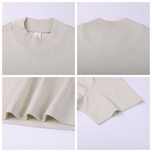 เสื้อยืดโอเวอร์ไซส์แบบเรียบ พิมพ์โลโก้แบบนูน ผ้าฝ้าย 100% เสื้อยืดคุณภาพสูง หนา ทนทาน ขายส่งจำนวนมาก เสื้อยืดลำลองผู้ชาย - Product Image 2