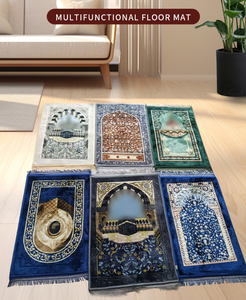 Tapis de prière personnalisable en polyester à poils ras, antidérapant, de couleur unie, avec support en polypropylène, style musulman, fabriqué à la machine - Product Image 6