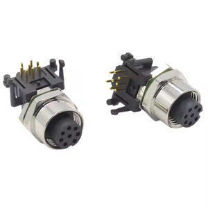Connecteurs circulaires étanches IP67 M12 à 90 degrés, à visser, avec code A, pour montage sur panneau métallique PCB, 8 broches, prise angulaire - Product Image 1