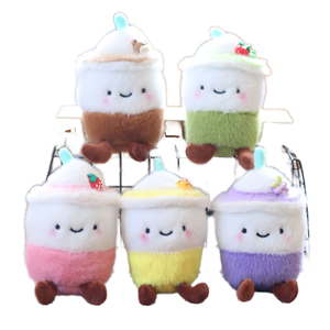 Peluche de 13 cm, suave, con forma 3D, estilo dibujos animados, de té de burbujas Boba, frutas y café con leche, con luz, para llavero y colgante de bolso - Product Image 1
