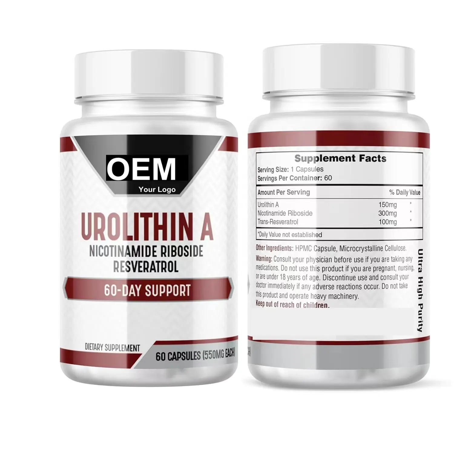 OEM Eigenmarke Urolithin A-Kapseln Spitzenqualität 500 mg Urolithin A-Kapseln für Anti-Aging