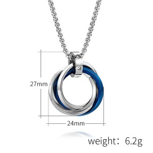 Phụ Kiện Vòng Cổ Mặt Dây Chuyền Hình Tròn Bằng Thép Titan G237 Mặt Dây Chuyền Hình Nhẫn Lồng Vào Nhau Màu Đen Bạc Cho Nam Trang Sức Vòng Cổ - Product Image 2