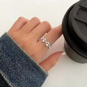 Anillo de plata S925 con cuentas para mujer, joyería abierta para el dedo índice, uso diario - Product Image 3