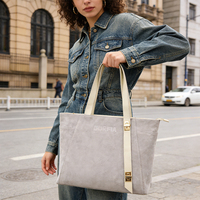 Sac fourre-tout grande capacité en similicuir PU texturé suède avec fermeture éclair, sac à bandoulière pour le bureau, idéal pour le travail quotidien, vente au détail et en gros